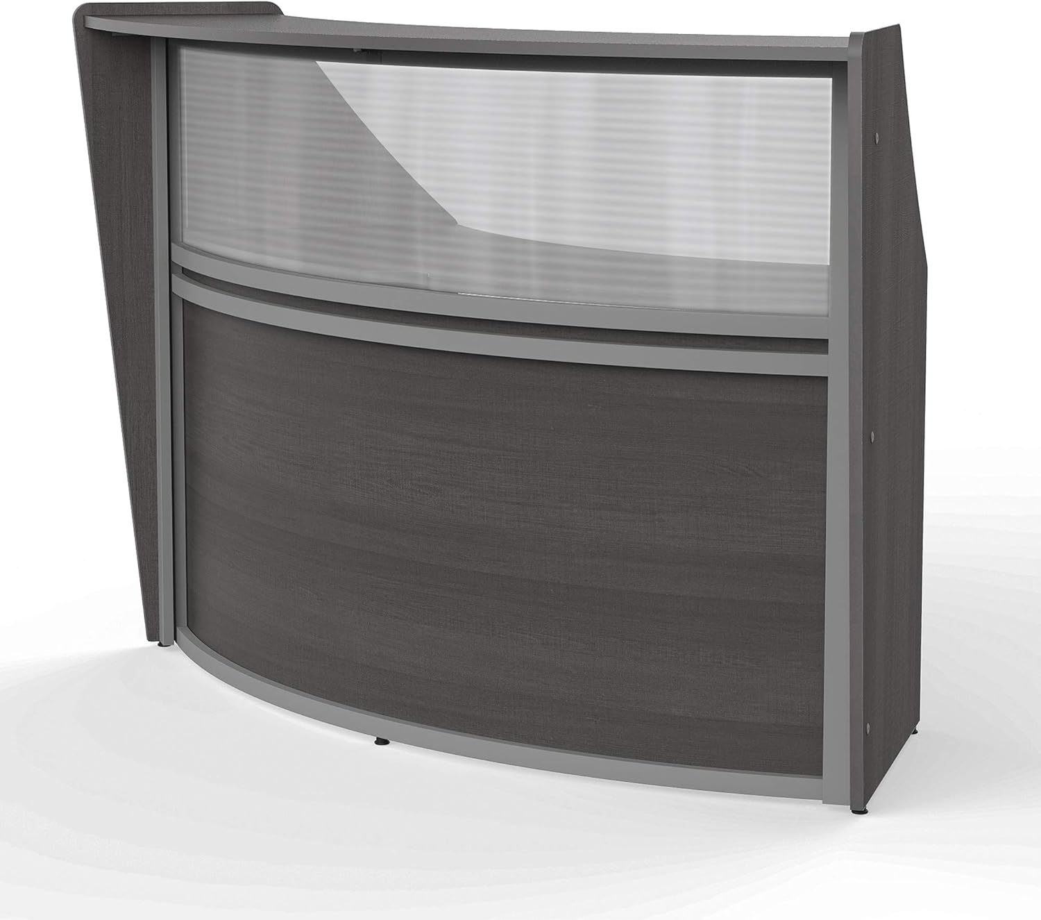 Linea Italia ZUD310ASH Curved Office Clear Panel | Easy to Assembly Single Unit Reception Desk Counter for Lobby, Salon, 72" x 32", Ash: Furniture & Decor