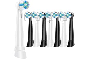 JUZFLOW 8 Pack iO Replacement Heads Compatible with Oral B iO, for Oral B iO 2/3/4/5/6/7/8/9/10 Series Electric Toothbrushes, Extended Bristles to Remove Deep-Seated Plaque, Black/White