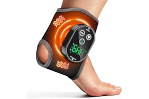 Heated Ankle Massager, Cordless Ankle Heating Pad with Vibration, 3000mAh Rechargeable Heated Ankle Brace with LCD Display, 3
