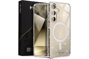 MOTIVE Designed for Samsung Galaxy s24 Plus Case, Clear case Magnetic Compatible with MagSafe, Slim Cover, Drop Tested, s24 Plus case Shockproof 6.6” | Sparkling Clear