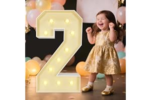 BOPPLEJO Marquee Light Up Numbers: 3FT Large Decorative Letters Signs for Party Decorations Baby Shower Birthday Wedding Engagement Anniversary, 3 Feet Tall Pre-Cut DIY Foamboard Number 2 - Easy to Assemble