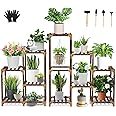 Uneedem Wood Plant Stand Indoor Outdoor Corner Plant Shelf Stand, 5 Tiered 10 Potted Flower Plant Stands for Indoor Plants Multiple, Plant Shelves Stands Rack for Living Room, Patio, Balcony