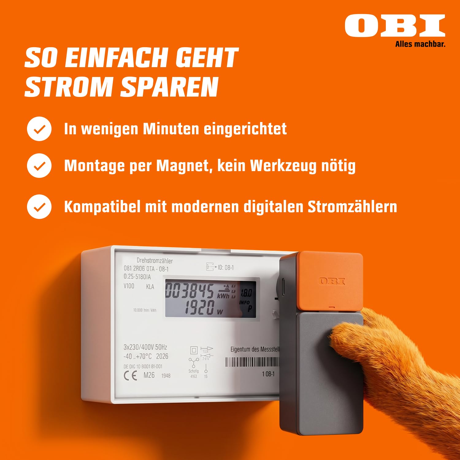 OBI ENERGY TRACKER - Smarter Stromzähler Ausleser | Strommessgerät & Stromverbrauchsmesser mit App | Energiemessgerät 3