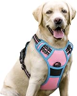 Rabbitgoo Dog Harness Large No Pull Reflective Adjustable Pink Blue L