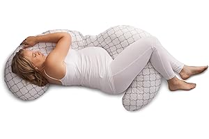 Boppy Slipcovered Pregnancy Body Pillow, Trellis, White