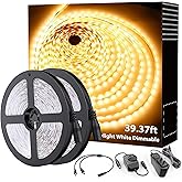 Onforu Warm White LED Strip Lighting, 39.37ft 3000K Dimmable Led Tape Light, 12m Bright 720 LEDs 2835 Flexible Ribbon Christmas Light, 12V Adhesive Rope Lights for Kitchen, Under Cabinet, Bedroom