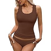 Rooscier Women's Lace Camisole Tank Tops Soft Stretch Ribbed Modal Cami Undershirt