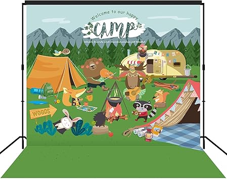 Amazon Com Musykrafties Woodland Animal Camping Party Backdrop