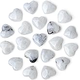 NUKAYAI 20PCS Moonstone Heart Healing Crystals Set Stones Love Shaped Polished Crystal Natural Cute Pocket Thumb Reiki Wholesale Set Gifts Balancing Meditation