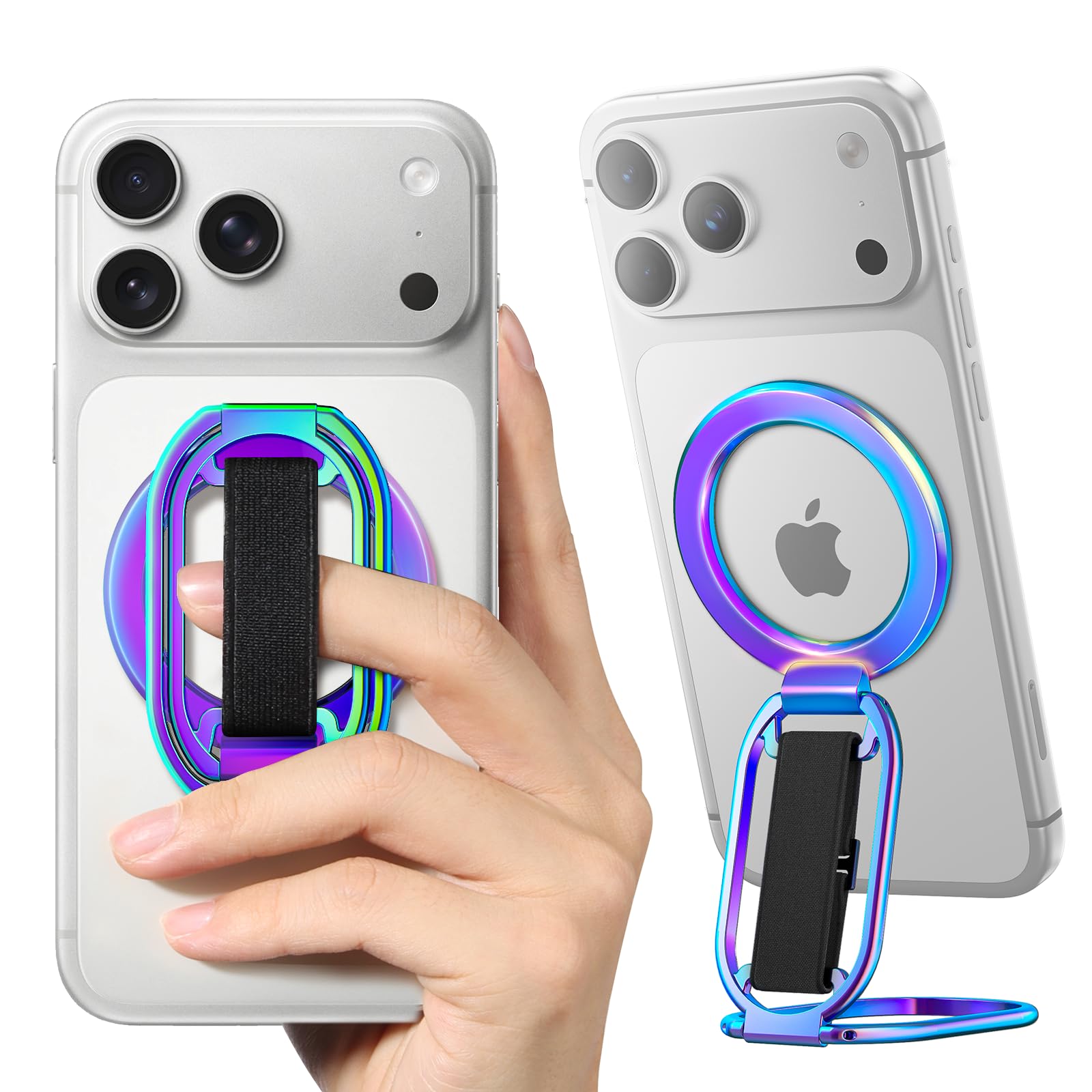 Photo 1 of [2025 Upgraded] SUPERONE for MagSafe Phone Grip for MagSafe Kickstand Compatible with Mag Safe Finger Loop, 4-in-1 Phone Ring Holder Strap for iPhone 17/16/15/14/13 Series and Mag Safe Case - Colorful