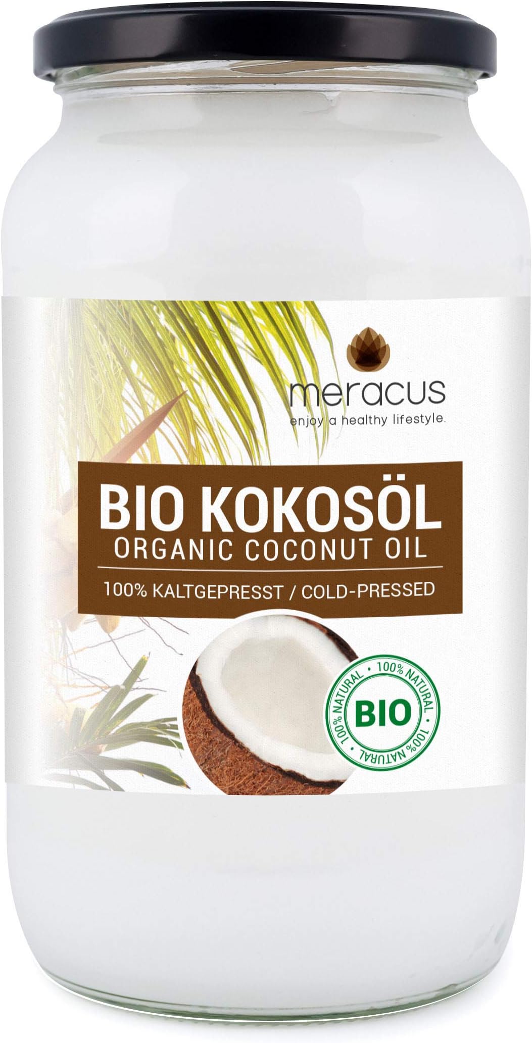 meracus Organic Coconut Oil Native in Glass (1 x 1 L)