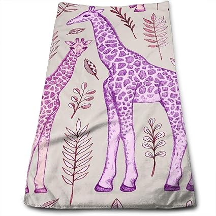 hat pillow Giraffes in Pink and Purple Super Soft, Machine Washable and Highly Absorbent,Towel(Face Towels,for Home, Gym or S