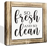 Bathroom Decor, So Fresh & So Clean Sign, Box Sign Wood Desk Sign Decor, Decorative Wooden Table Sign, Self Decor, Restroom S