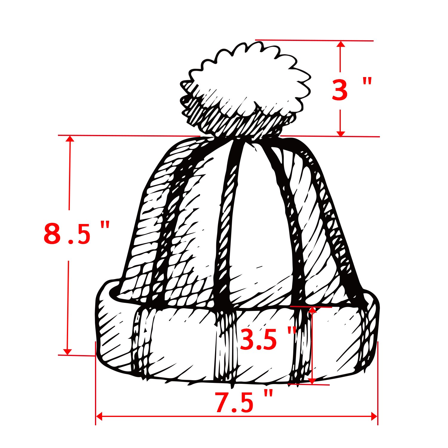 2 Pack Womens Knitted Chunky Beanie Faux Fur Pom Pom Beanie