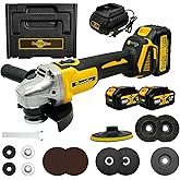 RhovixStar Brushless Angle Grinder Cordless, 3/8 Inch Battery Grinder Power Tools for Cutting, Grinding, Polishing and Rust Removal, 4 Variable Speed, Compatible with Makita 18V Battery