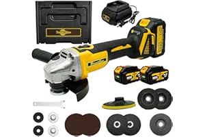 RhovixStar Brushless Angle Grinder Cordless, 3/8 Inch Battery Grinder Power Tools for Cutting, Grinding, Polishing and Rust Removal, 4 Variable Speed, Compatible with Makita 18V Battery