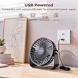 TriPole USB Desk Fan 3 Speeds 360° Rotatable Mini Table Fan Black view 4
