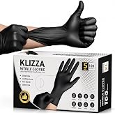 KLIZZA Extra Strength Nitrile Gloves 5 Mil Black Disposable Gloves | Textured Grip, Chemical Resistant, Latex &amp; Powder Free| for Cooking, Cleaning, Salon, Mechanic Work, Tattoo |100-1000Pcs