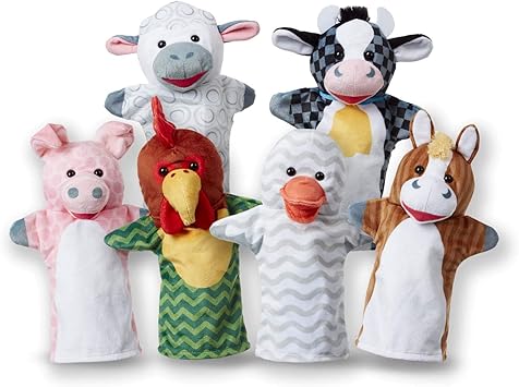 Amazon Com Melissa Doug Barn Buddies Hand Puppets Puppet Sets