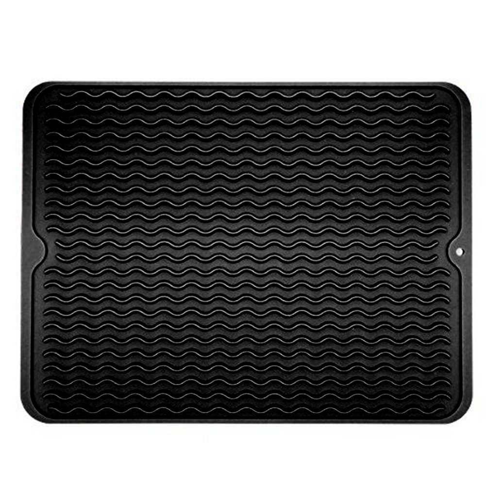 Premium Large Silicone Dish Drying Mat Draining Boards Heat Black eBay