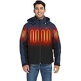 ORORO Men's 5 Heat Zones Dual Control Heated Jacket, Heated Coat with USB-C Rechargeable Battery