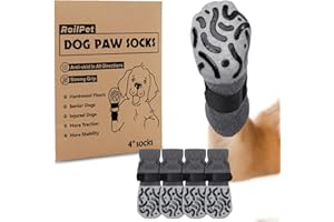 Roilpet Double Sides Non-Slip Dog Socks to Prevent Licking Paws - Strong Traction for Hardwood Floors, Senior Dogs, Paw Protector, Dog Socks with Grippers - Size Large