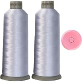 Madeira Embroidery Thread - Madeira 1801 - (2 Pack) White Embroidery Thread - 5500Yd for All Purpose Sewing - Cone - Huge Spool Embroidery with GARIZZE Tape Measure