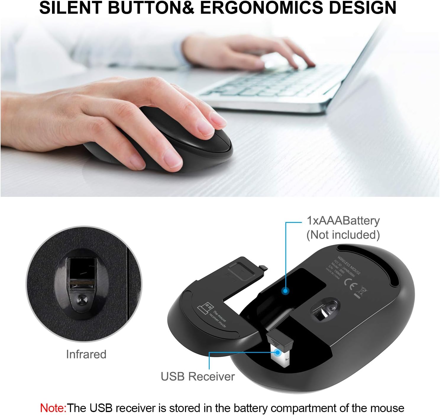 Wireless Keyboard and Mouse, WISFOX Full-Size Wireless Mouse and Keyboard Combo,2.4GHz Silent USB Wireless Keyboard Mouse Combo for PC Desktops Computer, Laptops, Windows: Computers & Accessories