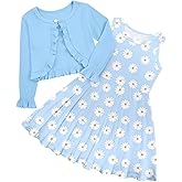 Toddler Girl Sleeveless Dresses and Long Sleeve Ruffle Cardigan 2 Piece Fall Outfits for 2-8T