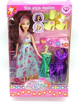 Onewy Fashionable Barbie Girl Doll with Dresses and Shoes Combo(Kids Above 3 Years)