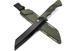 ODENWOLF W Machete - Survival Machete Full Tang with Sheath - Strong D2 Steel Knife Machete for Cutting Trees, for Yard Work, and for Bushcrafting and Big Tactical Knife with TPE-Handle
