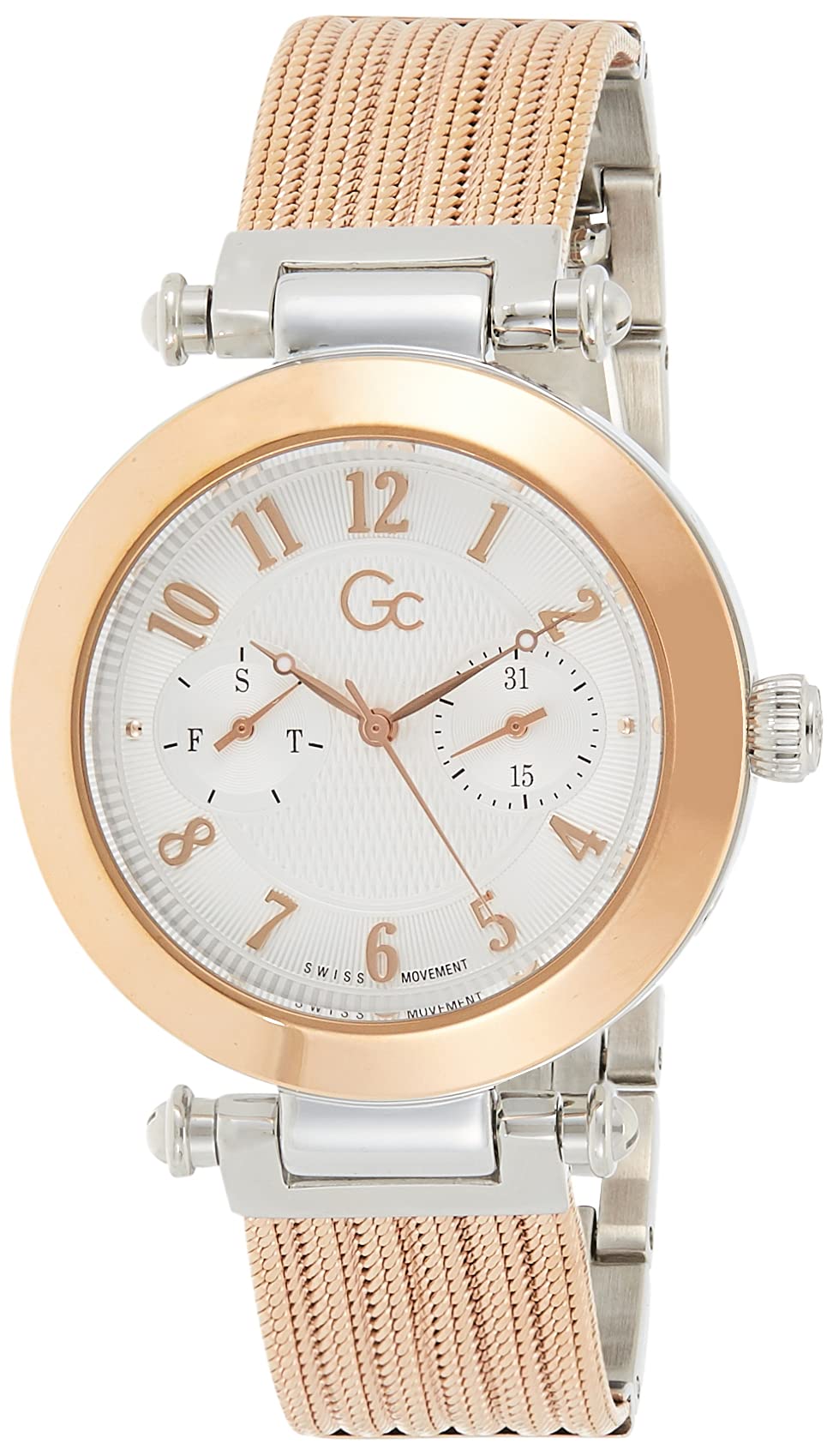 Gc Women primechic Rose Gold mesh Bracelet White dial U Y48002L1MF...