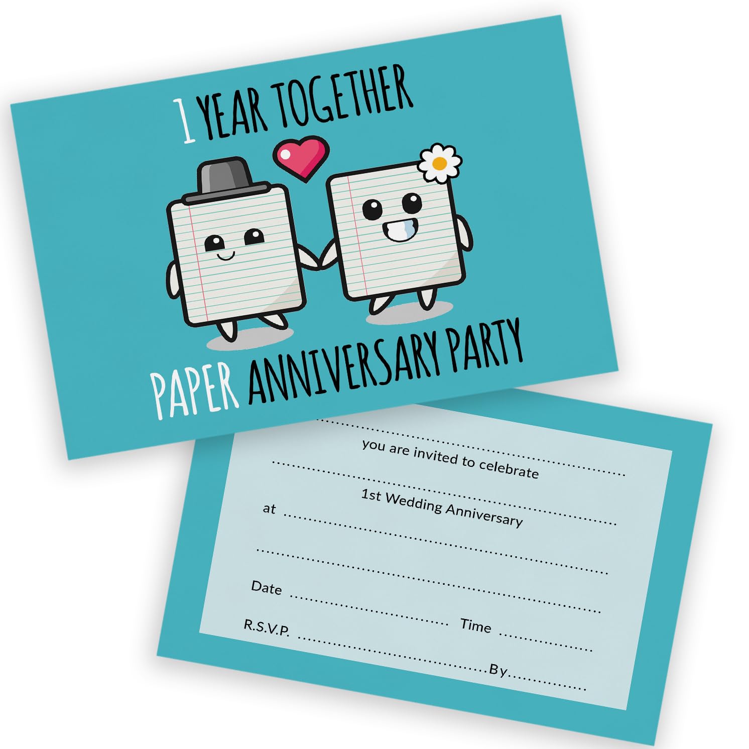 1st Anniversary Party Invitations - 1 Year Together 20 Pack - Wedding Anniversary Invitations for Friends Family A6 Party Invites Invitation Cards with Folding Envelopes — image 1
