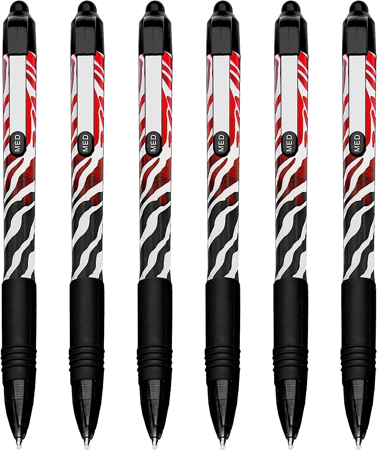 Zebra - Z-Grip Smooth - Retractable Ballpoint Pen - Limited Edition Funky Flame Design - Pack of 6 - Black Ink