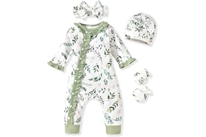 Aalizzwell Baby Girls Romper Outfit Fall Winter Clothes with Accessories