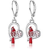 TALYKONG Cardinal Earrings for Women Red Cardinal Heart Leverback Dangle Earrings for Women (cardinal heart)