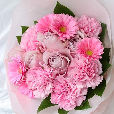 Amazon 花 ギフト 母の月 母の月 プレゼント 高級 花束 生花 お祝い 誕生日 フラワーデザイナーおまかせ 5月11日以降にお届け ピンク系mサイズ 花束 オンライン通販