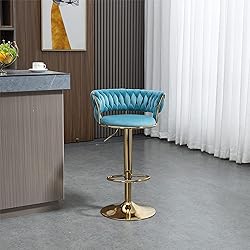 Kakotito 360° Velvet Swivel Bar Stools with Low
