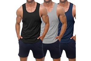 KAWATA Men's Workout Tank Tops Quick Dry Gym Muscle Tees Fitness Bodybuilding Sleeveless T Shirts