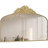 IPOUF Arch Antique Gold Mirror,40x30inch Baroque Style Vintage Metal Frame Wall Mirror, Traditional Art Home Decor for Living Room, Bedroom, Entryway