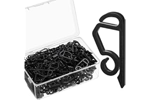 Marsui 200 Pieces Christmas Light Clips Outdoor Gutter Hooks Plastic Seasonal Weatherproof Clips Holiday Fence Hooks for Christmas Roof Tree Outside Hanging String Lights (Black)