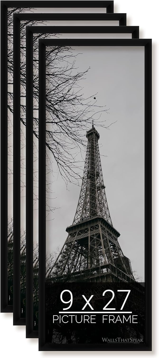 Posters & Prints - wallsthatspeak 9x27 Black Picture Frame for Puzzles Posters Photos or Artwork, Set of 4