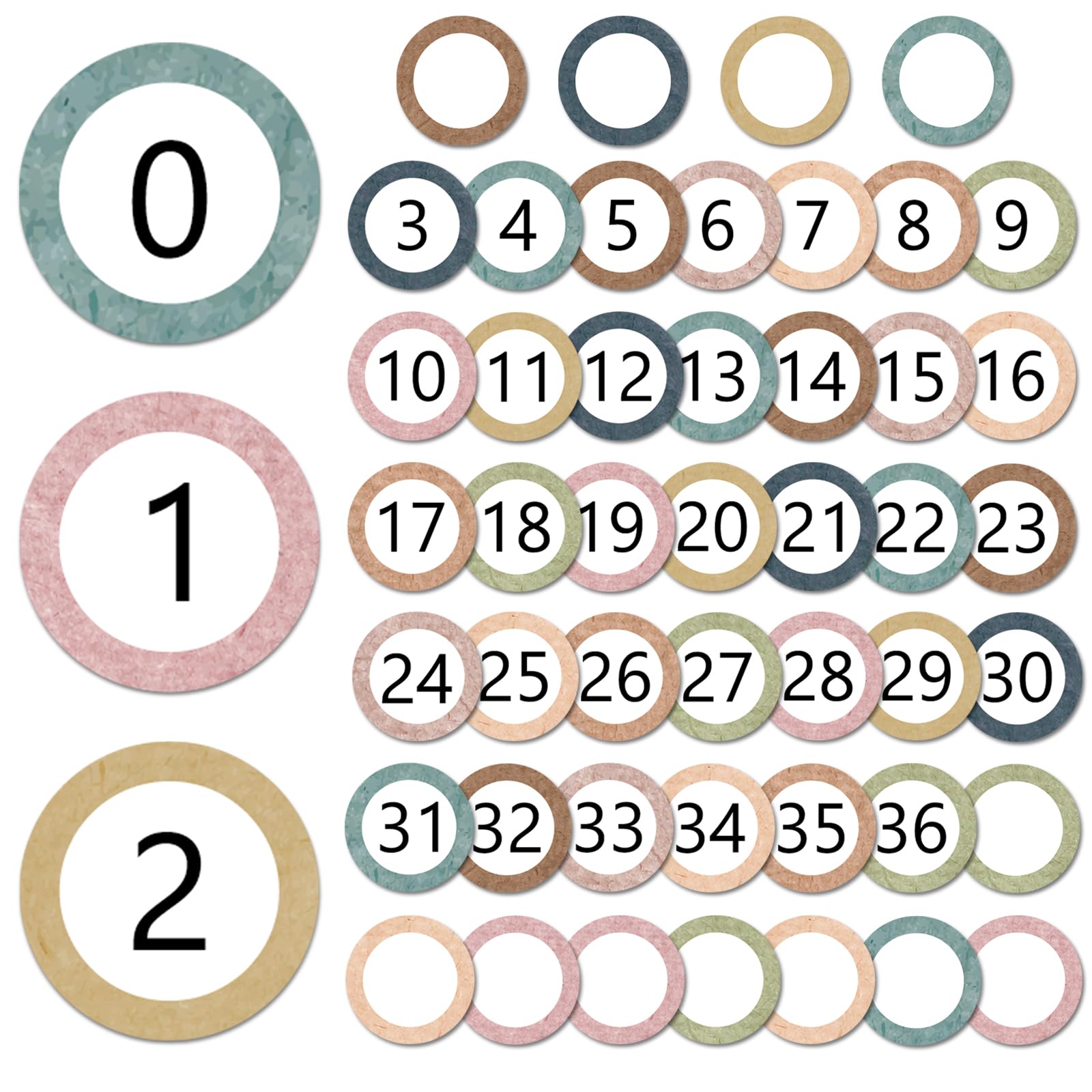 Photo 1 of Qyeahkj 49Pcs Numbers Magnetic Accents Boho Round Numbers 0-36 with 12 Blank Writable Magnetic Calendar Accents for Kids Whiteboard Teaching Learning Tools Classroom Decorations Supplies