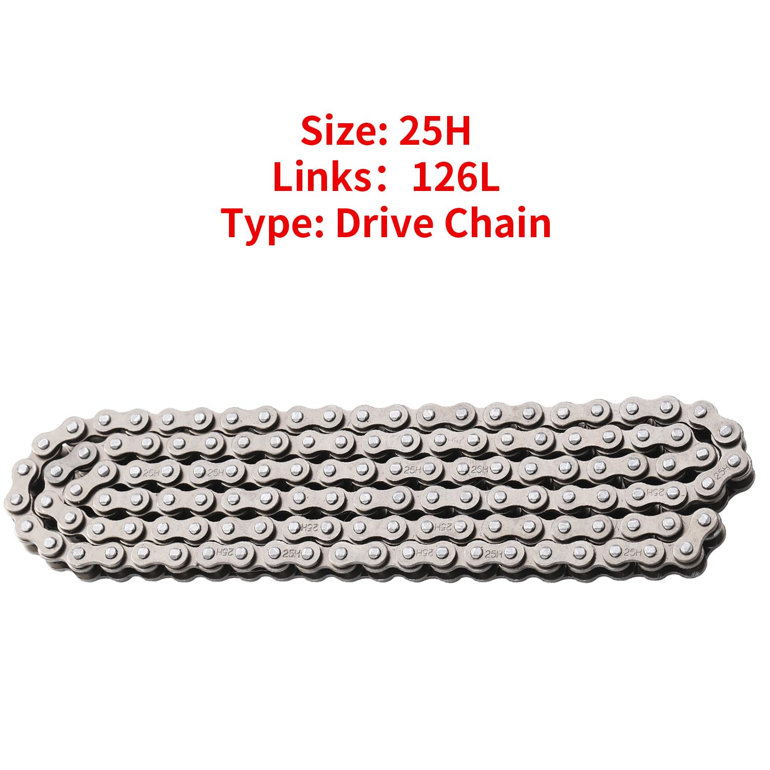 KAMIER 25H Drive Chain 126 Link for Razor MX350 MX400 ZR350 SX350 McGrath Dirt Rocket Bike Kids Electric Pocket Mod Mini Euro Bella Vapor Sweet Pea Scooter Motovox MBxXSe MotoTec MT-MB Mini Bike Parts