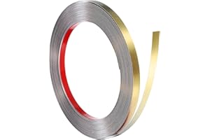 uxcell Stainless Steel Wall Molding Trim, 32.8 ft x 0.4 Inch Peel and Stick Metal Decoration Strip for Ceiling Wall Tile Mirr