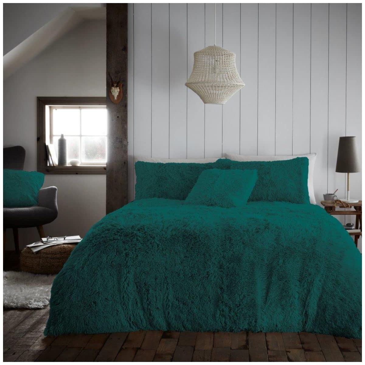 GC GAVENO CAVAILIA Teddy Fleece Duvet Cover OR Hug & Snug Throw Blanket OR Snuggle Warm Cushion Cover, Green, Single — image 1