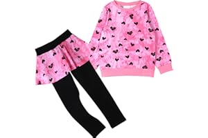 HH Family Girls Valentine’s Day Outfit Heart Love Print Sweatshirt Kids Girls Clothes Set