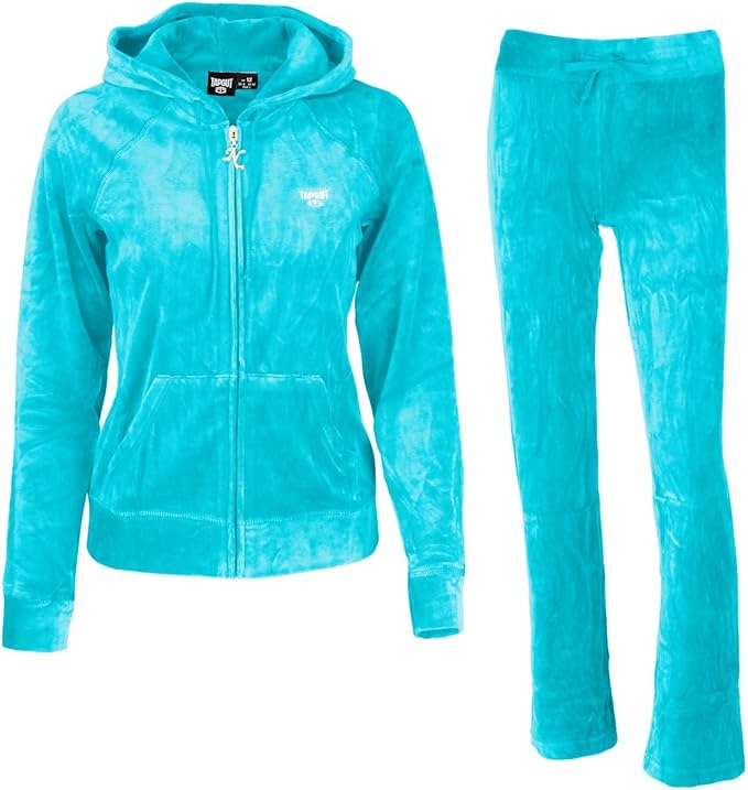 light blue velour tracksuit womens