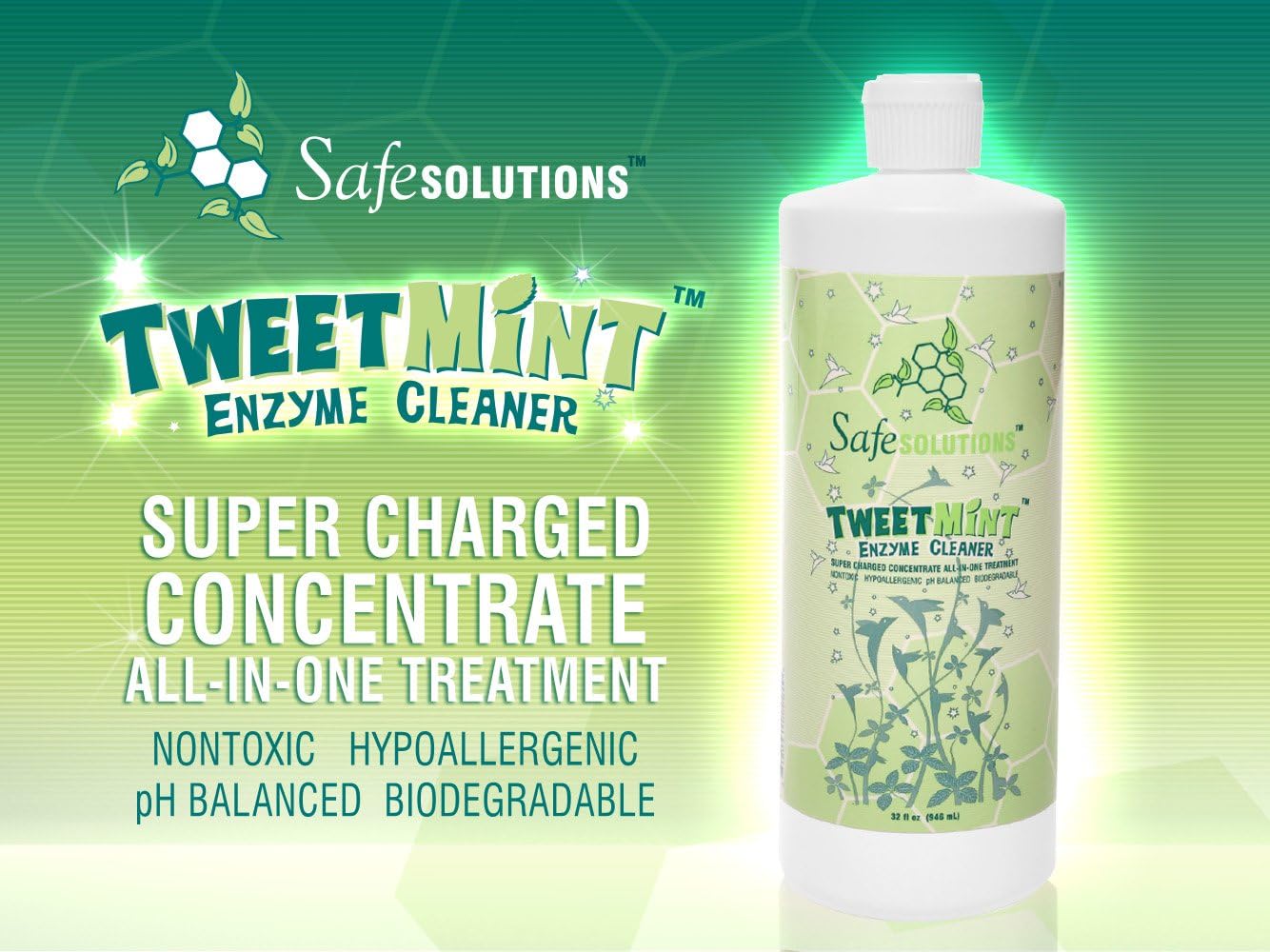Best Natural Cleaning Product - Tweetmint All Purpose Non-Toxic Disinfecting Enzyme Cleaner - 20x Concentrate Lasts Most Families One Year (16 Oz. Peppermint)