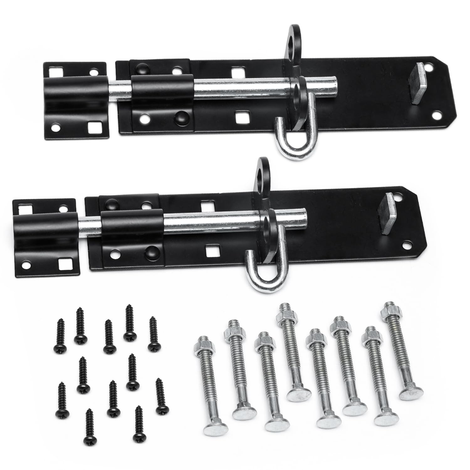 ZAVIA Brenton Gate Bolts Door Lock - 2 Pack 150mm (6”) Sliding Padbolt with Black Powder Coated Finish - Bolts for Wooden Gates, Garden Shed, Wooden Shed, Garage Door Lock